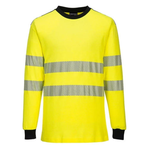T-shirt ostrzegawczy trudnopalny FR701 WX3 - żółty-czarny - XXL