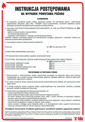 INSTRUKCJA PPOŻ - INSTRUKCJA POSTĘPOWANIA W PRZYPADKU POWSTANIA POŻARU - DB 003 DN CN