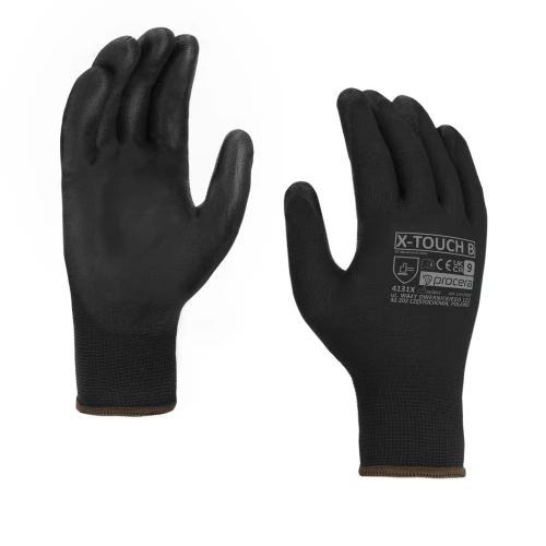 RĘKAWICE OCHRONNE POWLEKANE PU X-TOUCH BLACK ROZM. 9