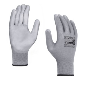 RĘKAWICE OCHRONNE POWLEKANE PU X-TOUCH GREY ROZM. 10