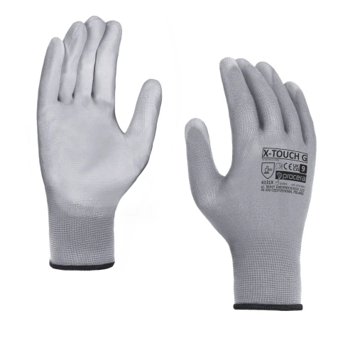 RĘKAWICE OCHRONNE POWLEKANE PU X-TOUCH GREY ROZM. 6