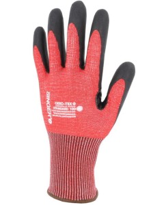  Rękawice powlekane pianką nitrylową. Odporność na przecięcie D. PHD50RED