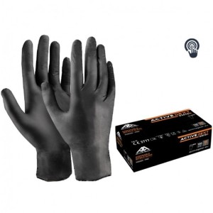Rękawice nitrylowe bezproszkowe Active Gear DEXT D3620 (100szt.) - czarny
