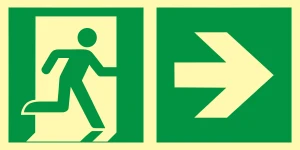 ZNAK EWAKUACYJNY - KIERUNEK DO WYJŚCIA EWAKUACYJNEGO - W PRAWO - AAE 107 CE PS