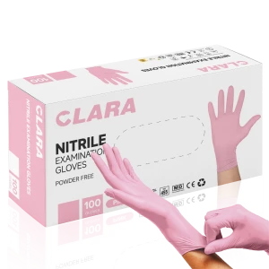 Rękawiczki Nitrylowe Bezpudrowe Różowe CLARA 100 sztuk 