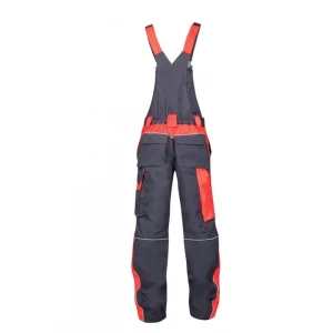 Spodnie ogrodniczki NEON - szaro-czerwony - 170-175cm - M