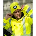 Czapka zimowa z latarką LED - żółta HiVis
