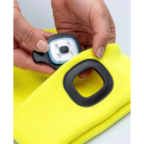 Czapka zimowa z latarką LED - pomarańczowy HiVis