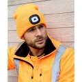 Czapka zimowa z latarką LED - pomarańczowy HiVis